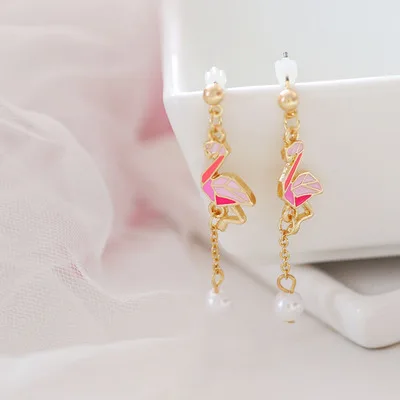 earring D Модные ювелирные изделия аксессуары эмалевый попугай Фламинго Тукан птица кулон ожерелье - Окраска металла: earring D