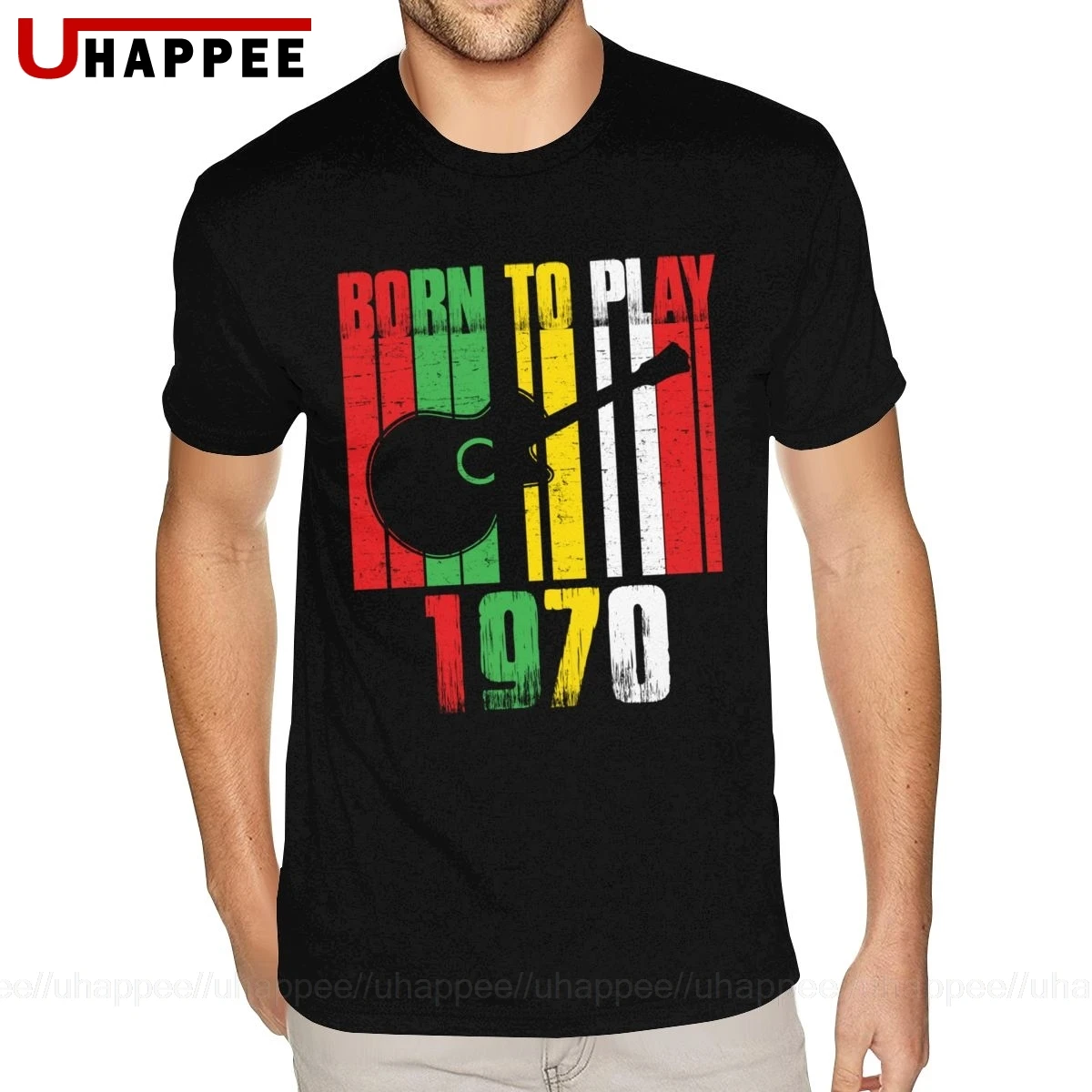 Футболка Born To Play Guitar 1970 Классическая мужская футболка с коротким рукавом низкая