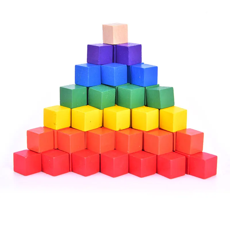Cubos de madera de 10mm para niños, piezas de ajedrez de dados coloridos de ángulo recto para rompecabezas de fichas, cubos de juego de mesa para Educación Temprana, 100 Uds.