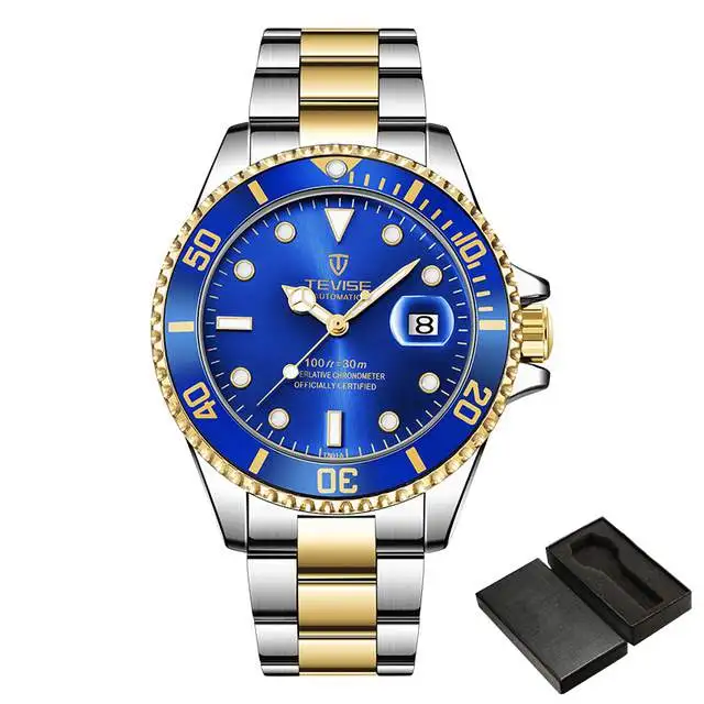 Люксовый бренд Дата дисплей Нержавеющая сталь часы автоматические механические бизнес наручные часы Relogio relegs