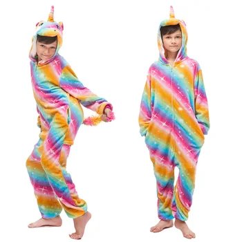 

Full Polyester Animals Kigurumis Pajamas Onesie Purple Kids Pijamas Stich New Winter Unicorn Series Flannel Polyester,spandex
