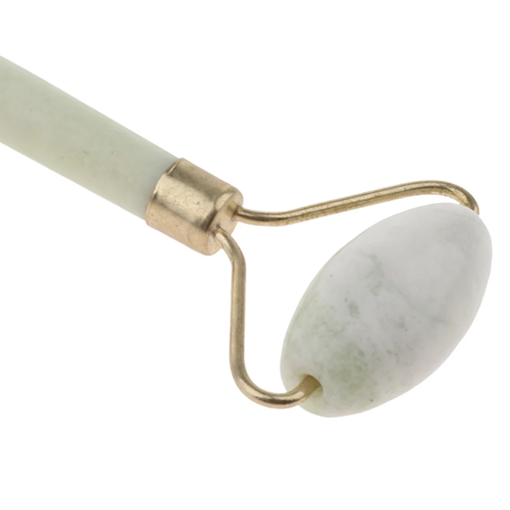  Facial Stone Roller and Jade Massage Roller with Two Roller Massage Head for Face Neck Arm Leg Body Relax