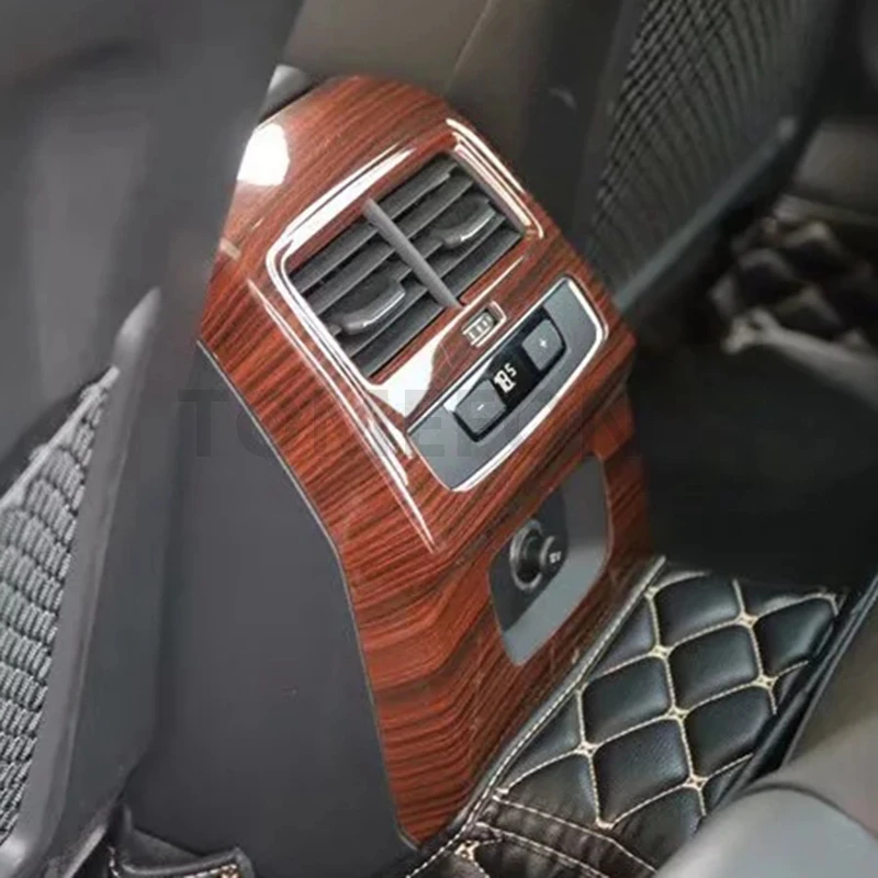 WOOD1pcs TOMEFON для Audi A5 задний кондиционер воздуха на выходе панель наклейка крышка отделка интерьера Аксессуары ABS углеродное волокно - Название цвета: WOOD1pcs