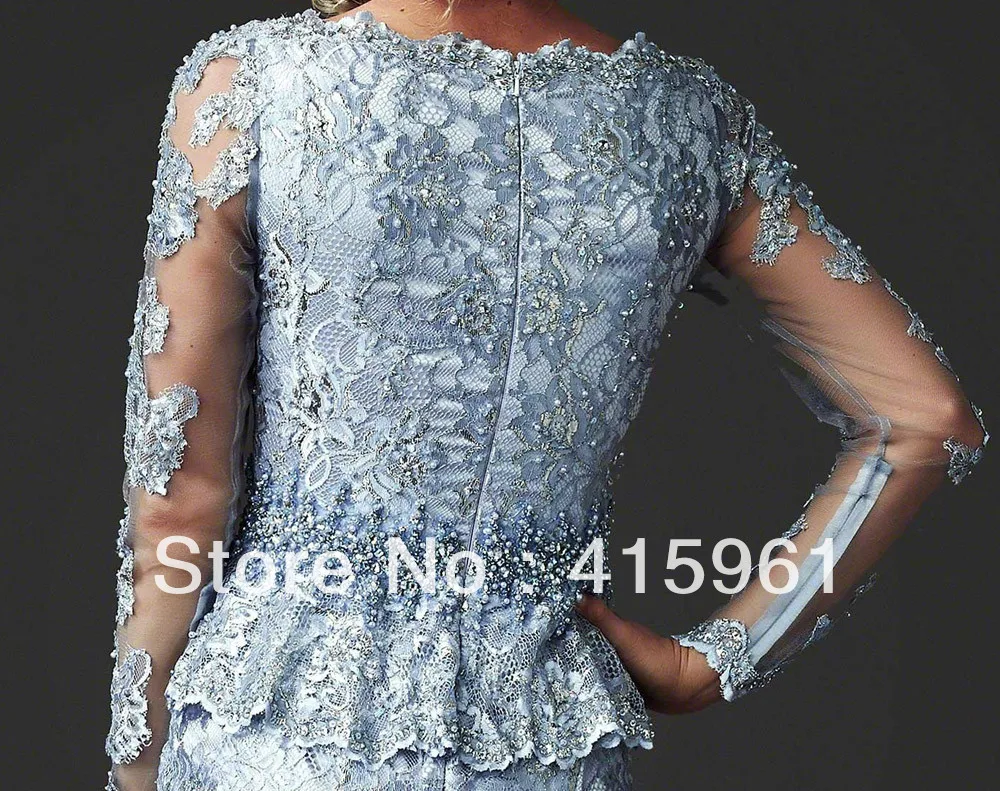 Vestidos de novia, винтажное синее цельное платье с длинным рукавом, кружевное платье русалки, платья для матери невесты, вечерние платья