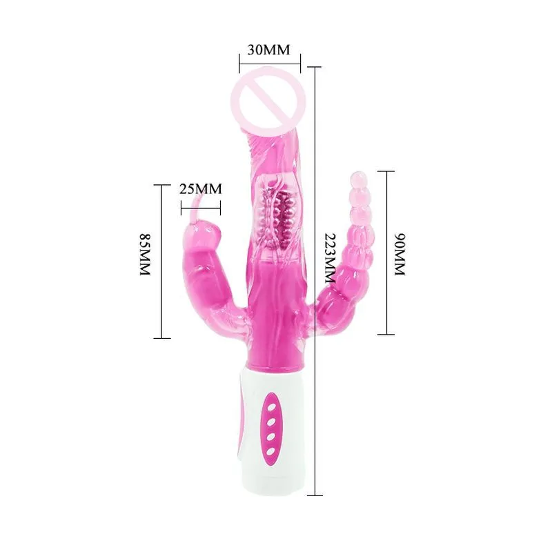 

12 Functions Vibrations & 4 Modes Rotations Baile Pretty Bunny Triple Pleasure Anal Sex Rabbit Vibrators for Women, Erotic Toys