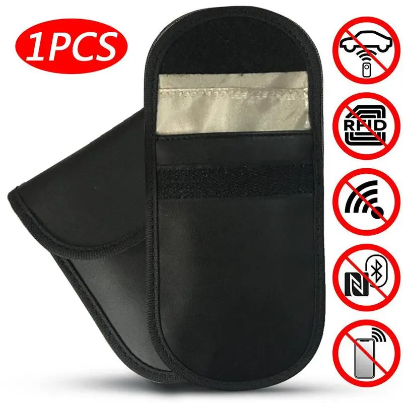 

Double-layer round car key shielding key case anti-radiation mobile phone bag signal shielding bag 100% block fob signal