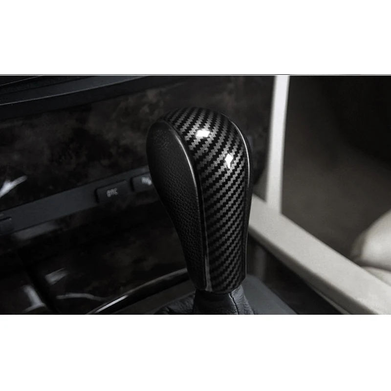 

ABS Carbon Fiber Black Gear Shift Knob Cover Trim Sticker For BMW E60 2004-07