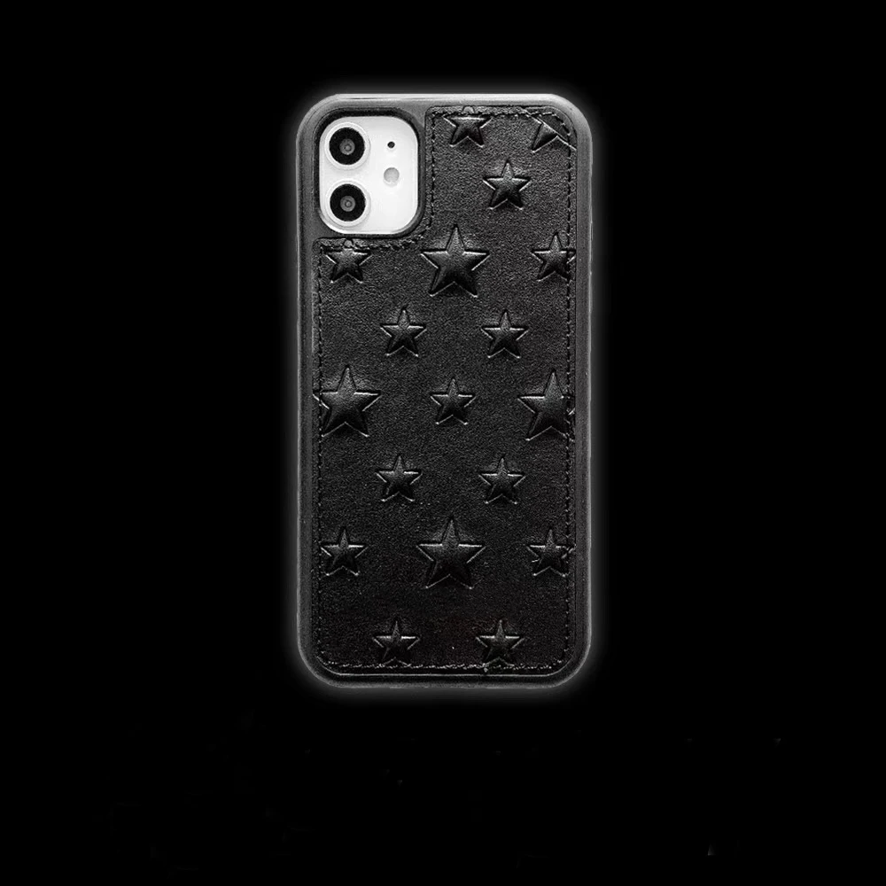 Французский модный брендовый кожаный чехол со звездами для iphone 11 pro max 7plus 8plus coque для iphone 6S 7 8 XS XR XSMAX чехол - Цвет: middle stars