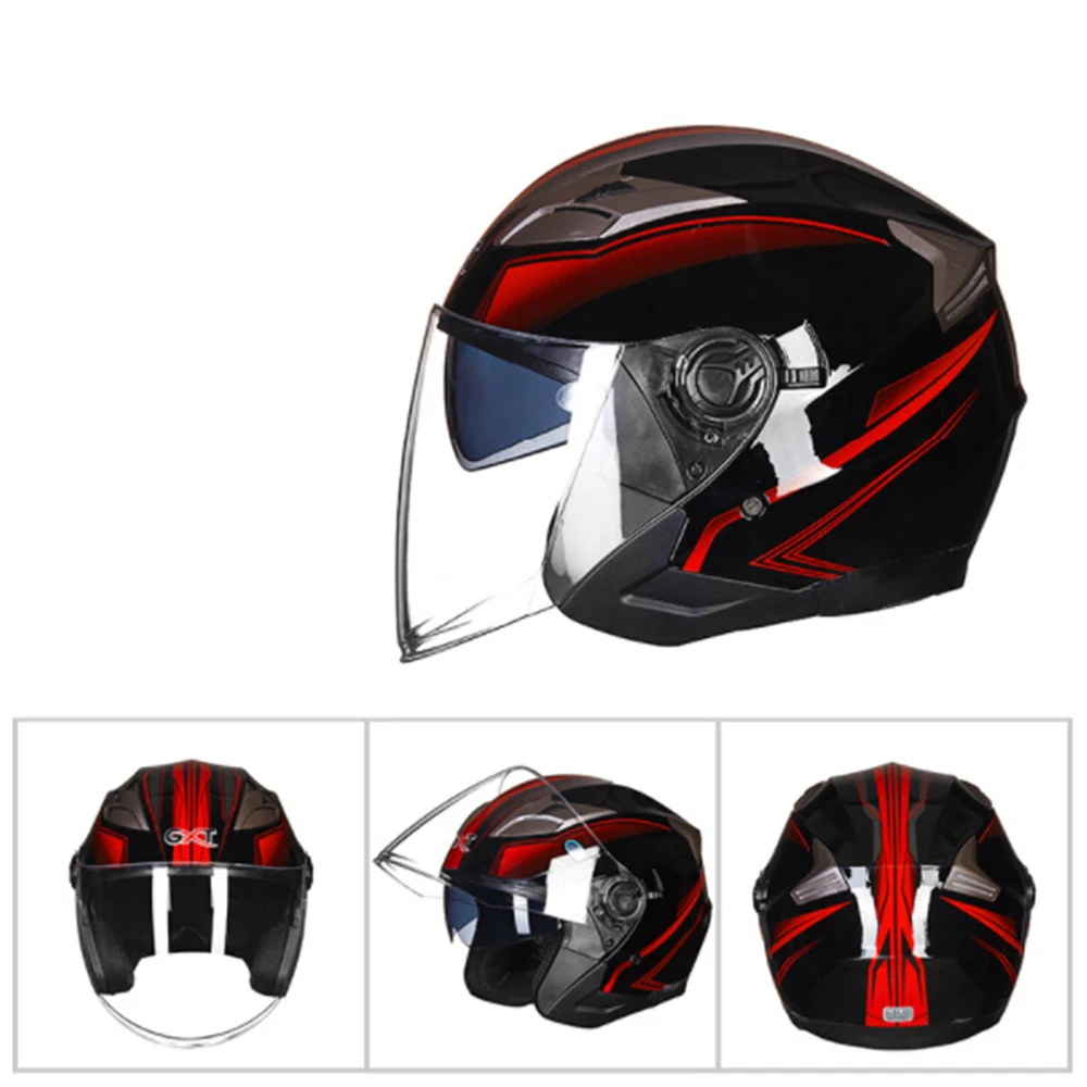 New arrival 1 PCS Motorhelm Half Gezicht ABS Motorhelm Elektrische Veiligheid Dubbele Lens Helm voor Vrouwen/Mannen