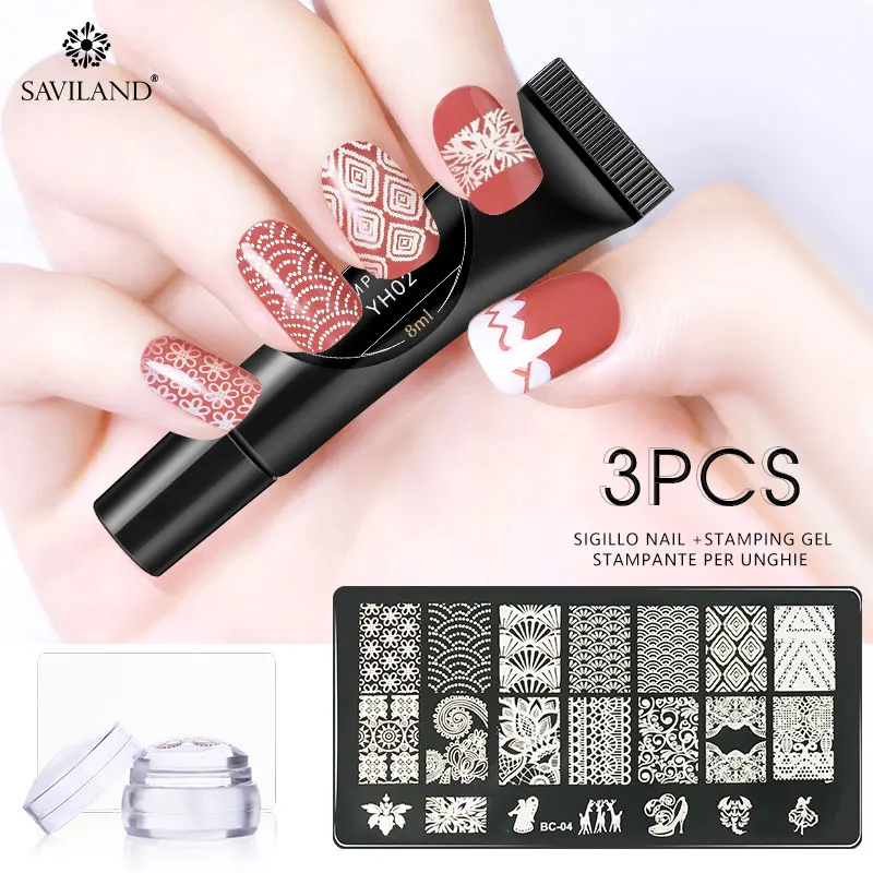 

SAVILAND Nail Stamping Gel Varnish UV/LED Gel Nail Polish Hybrid Soak Off Nail Art Stamp Template DIY Gel Varnish Manicure Tools