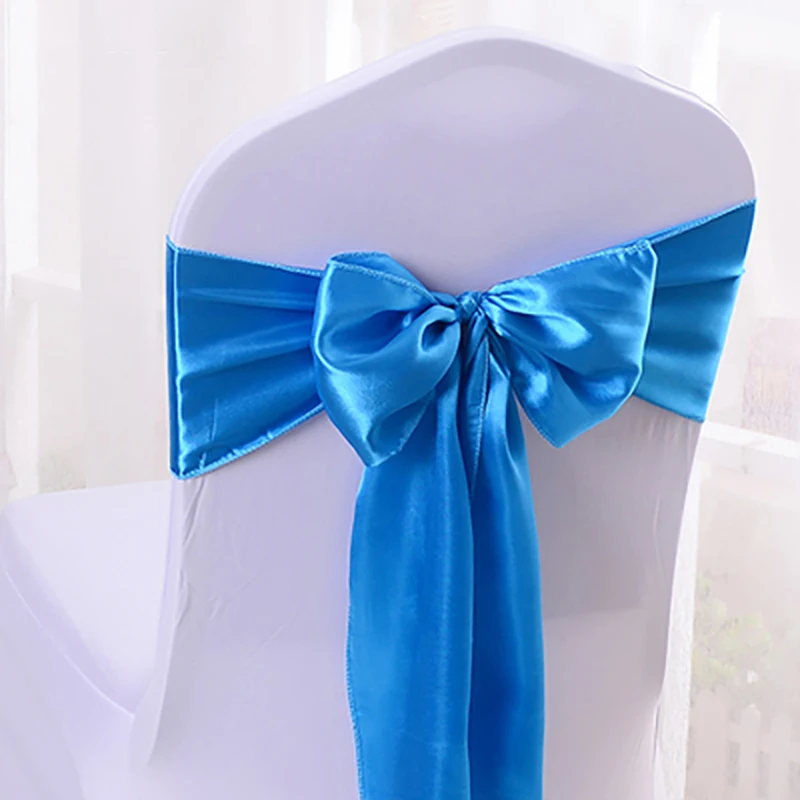 20pcs Chair Sashes Satin Silk Cloth Wedding Chair Knot Bows Seat Chair Cover Bow Sashes DIY Ribbon for Party Chair Decoration