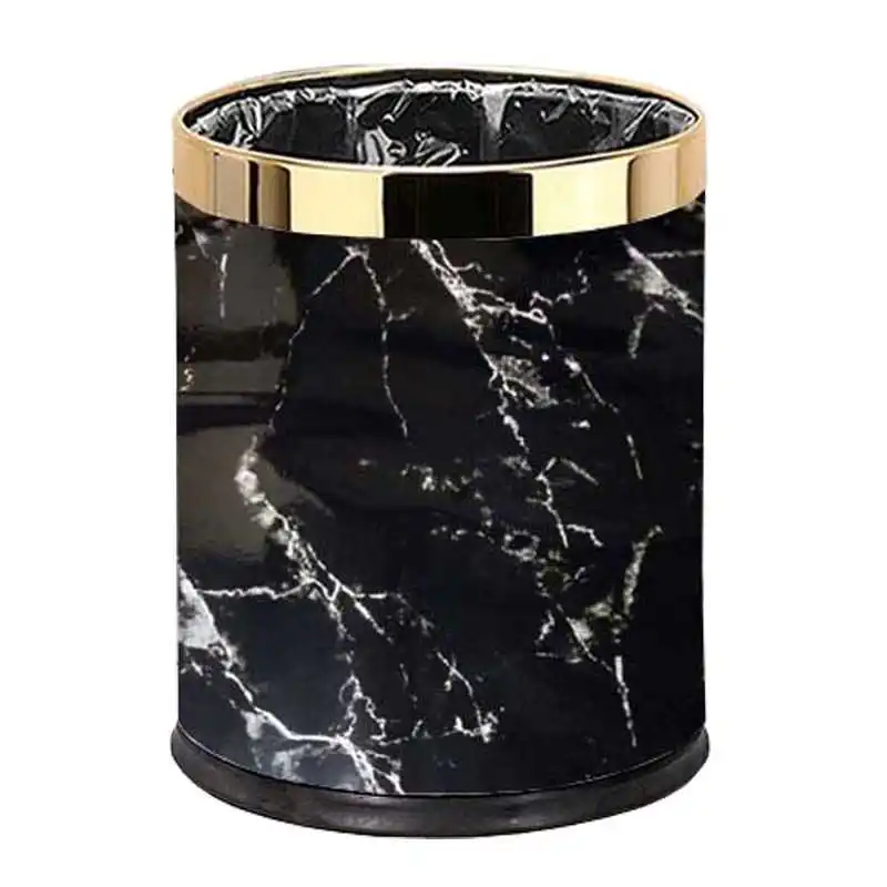 Marble Pattern 10L Trash Can Bin Buckets Diameter 23cm Height 27cm Waste Bins Living Room