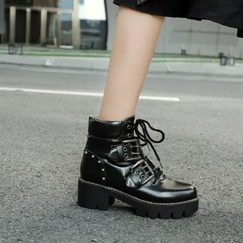melhor Bota De Camurça Preta Com Estampas Góticas, Sapatos Masculinos De Combate Com Estampa De Leopardo, Estilo Punk, Para Outono E Inverno, 2019