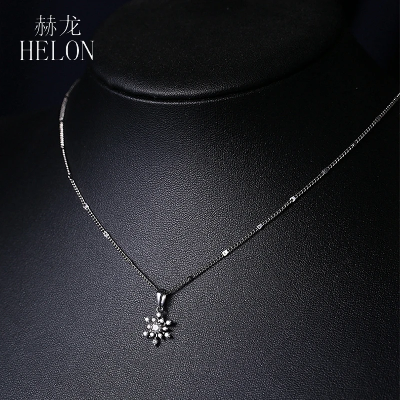HELON Solid 18K Белое Золото AU750 0.28CT натуральные бриллианты Ожерелье Подвеска Мода классический замок цепь Шарм подарок ювелирные изделия ожерелье