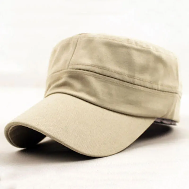 Unisex Vintage Plain Sport Visor Sun Hat Adjustable Military Cadet Style Cap