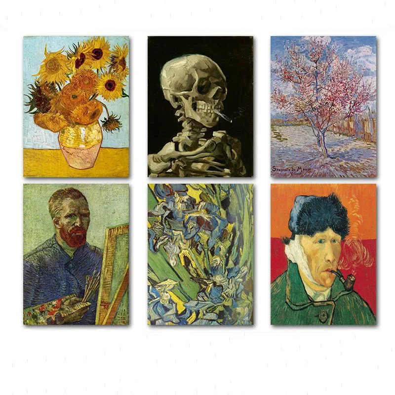 Ван Гог известные стены искусства холст репродукции картин голова скелета с горящей сигаретой декоративные картины на холсте