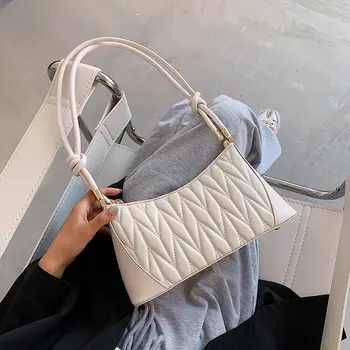 

Solid PU Leather Baguette Underarm Bag For Women 2020 Shoulder Handbags Ladies Totes Female Travel Fashion Crossbody Hand Bag