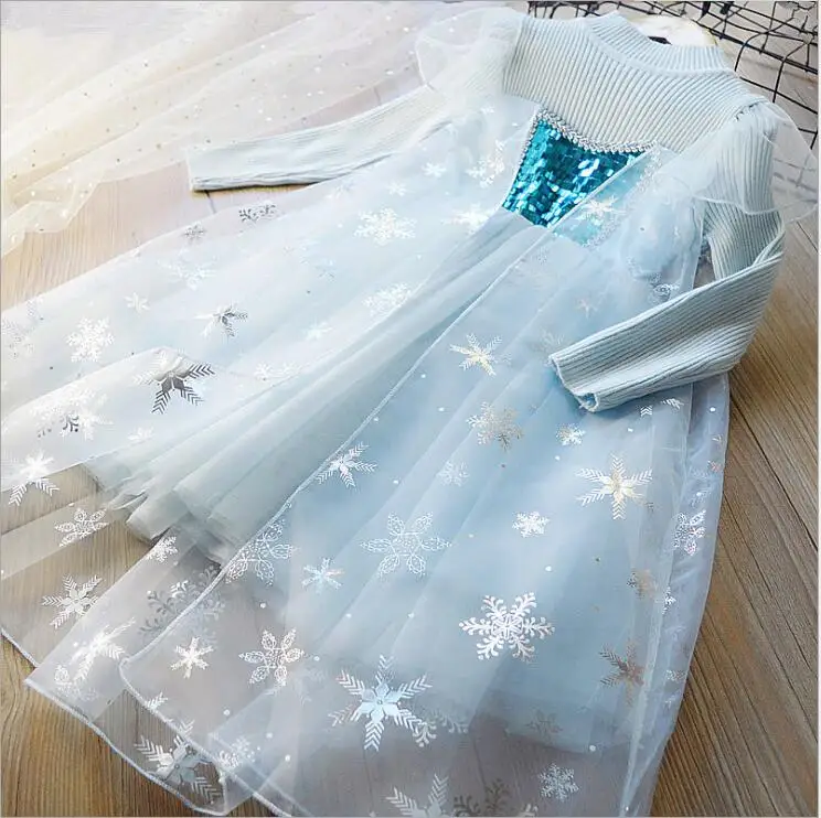 Платье принцессы; коллекция года; вечерние платья для детей; вязаный свитер для девочек; платья с блестками; Европейский костюм принцессы; Рождественская одежда