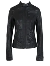 New Women Faux Leather Jacket, Single, Scuffed, Faux Leather, Motorcycle Jacket, Jacket, Slim, Women, Leather, Large Size