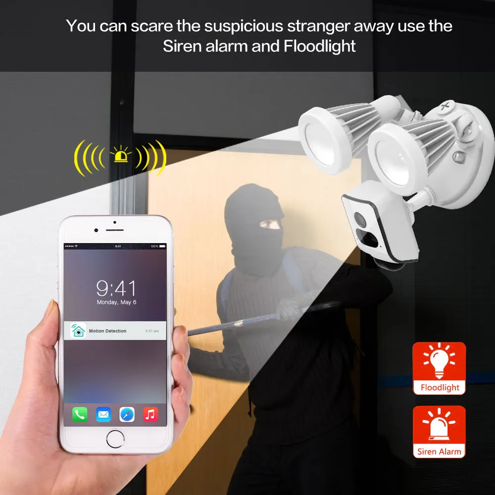 Наружная Wi Fi камера с прожектором Freecam 1080P обнаружением человекоида встроенной SD