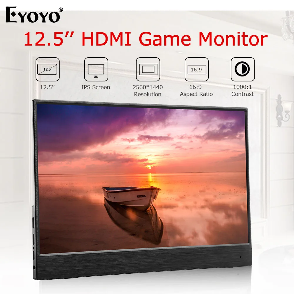 Eyoyo EM12S 2019 новейший 2K портативный монитор 12 5 дюймов 1440P ультратонкий IPS ЖК дисплей