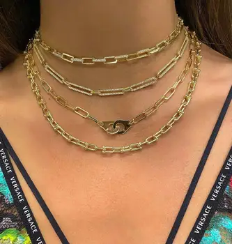 

Fashion women open link chain jewelry set gold color handcuff bracelet necklace fashion women jewelry