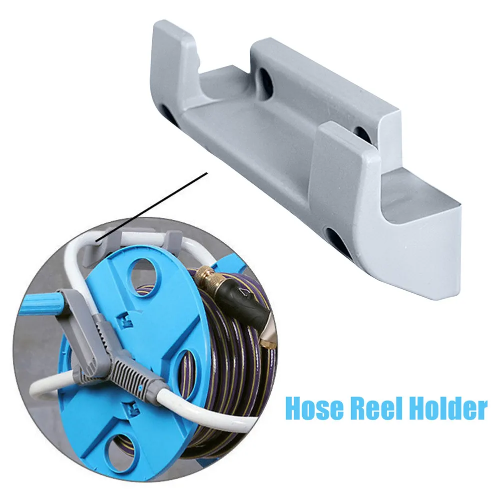 Watering Equipment Gardening Gray PVC Plastic Hose Reel Wall Mounted