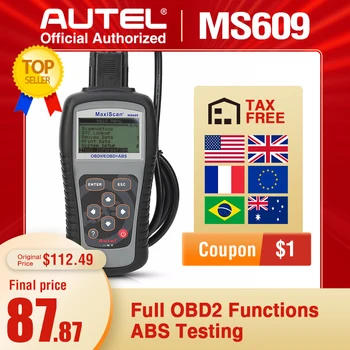 

Autel Maxiscan MS609 OBD2 EOBD Scanner Code Reader Full OBD 2 Functions ABS Diagnostics DTC Definitions PK MS509 AL519 AL619
