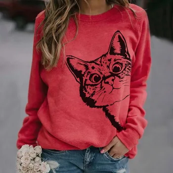 

2020 Women Sweater Cute Animal Print Loose Long Sleeve Round Neck Ladies Fashion Warm Winter Pullovers Tops Winter Antumn