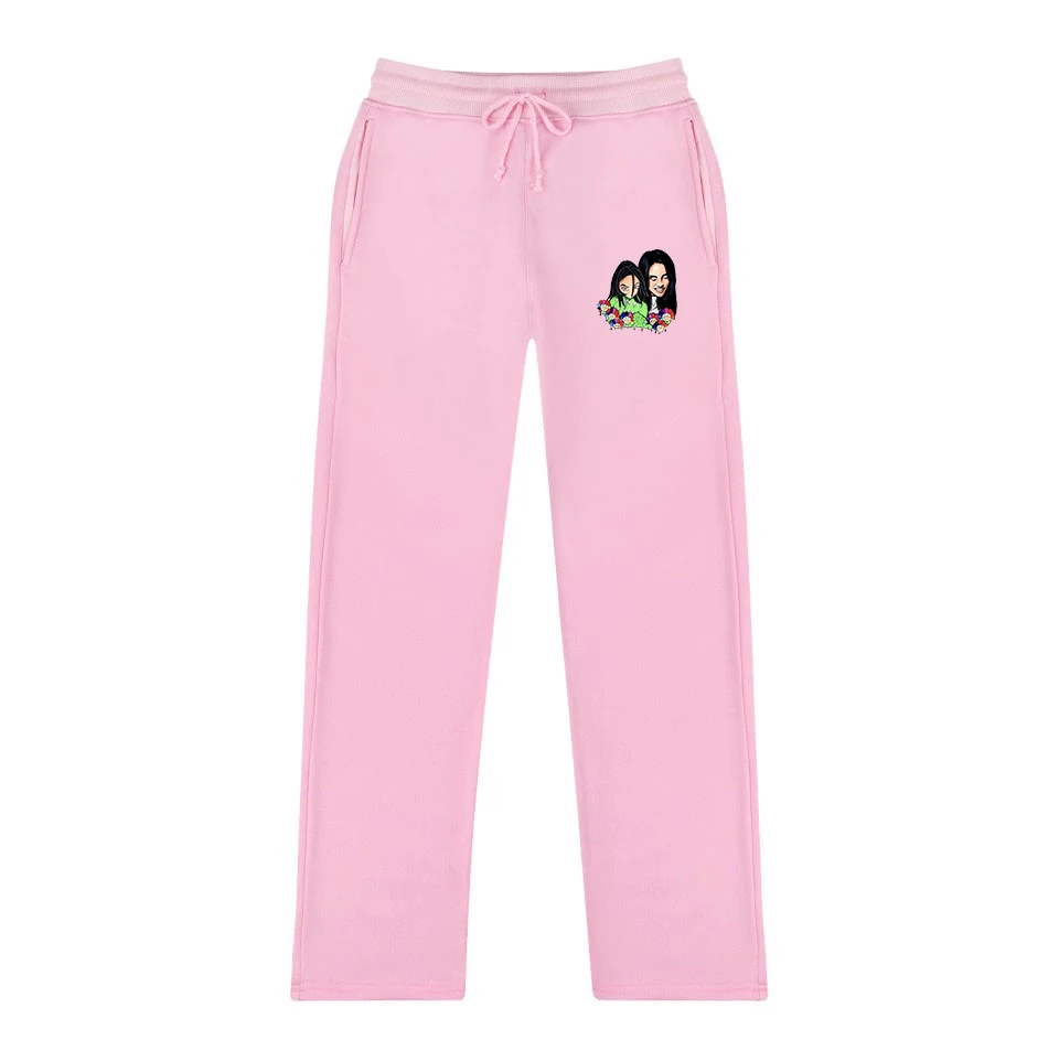 Удобные повседневные мужские и женские брюки Billie Eilish, спортивные штаны для мальчиков и девочек, обтягивающие хлопковые модные штаны в стиле Харадзюку розового цвета