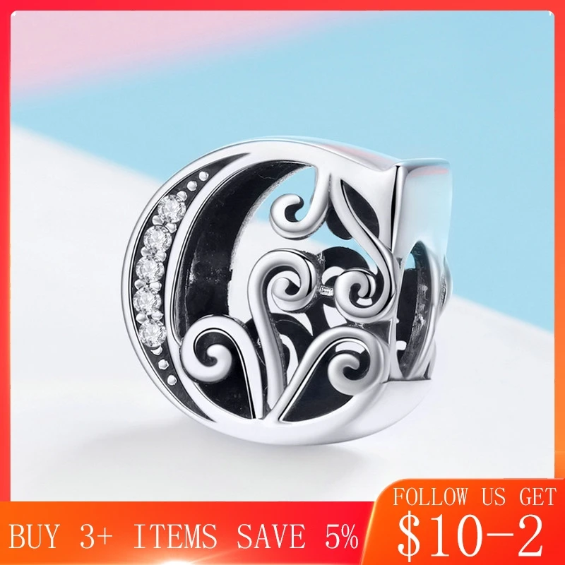 CodeMonkey 100% 925 пробы серебряные буквы алфавит C Charm Name Bead Fit оригинальные браслеты