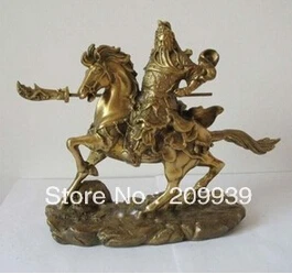 Бесплатная доставка китайский бронзовый медь Guan Gong на лошади статуя |