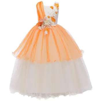 

Girls Dresses Kids Applique Princess Ball Gown Teens Birthday Party Prom Designs Dress For Girl Clothes Children Formal Dress