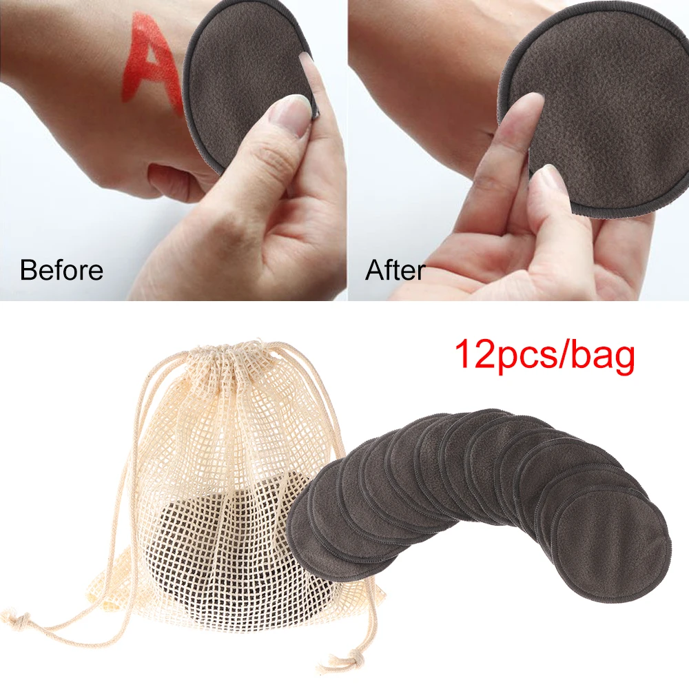 1/5/12Pc Washable Make Up Cleaning Removal Cotton Pad Soft Reusable Bamboo Fiber Washable Rounds PadsFor Face Eye Beauty Tools