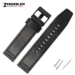 High - Quality Retro Quick Release Genuine Leather Watchband Strap - Black/Dark Brown, 22mm/24mm - 22mm (Black black clasp)