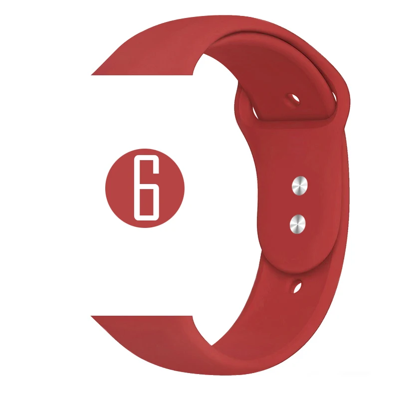 Цветной мягкий силиконовый спортивный ремешок для Apple Watch Series 5 4 3 2 1 38 мм 42 мм резиновый ремешок для часов iWatch 5 4 40 мм 44 мм - Цвет ремешка: 6 Red