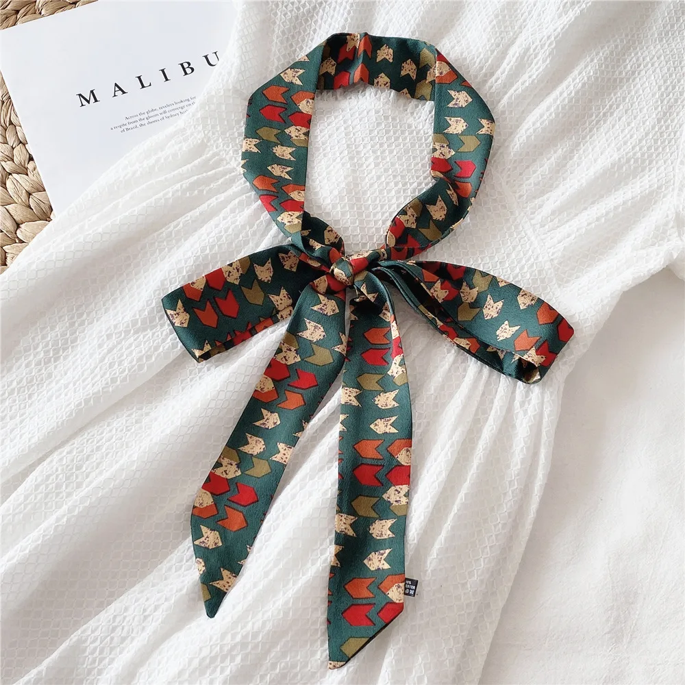 Japanese Scarf Striped Animal Print Narrow Small Long Polyester