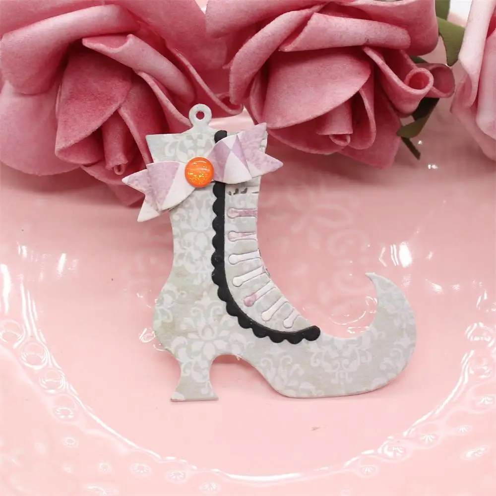 KSCRAFT Witch Boots Halloween Tags Metal Cutting Dies Stencils for DIY Scrapbooking Decorative Embossing DIY Paper Cards