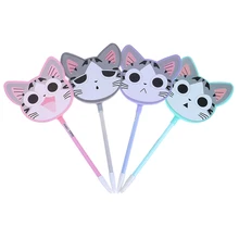 4 piezas creativo de dibujos animados de queso gato con forma de abanico de dibujos animados Gel pluma marcador de tinta pluma escuela Oficina suministro Escolar Papelaria(China)
