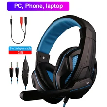 Computer PC Gamer Wired Headphone With Microphone Over ear 3 5 Jack Gaming Headset Stereo Bass Helmet For PS4 Phone Laptop Kids
