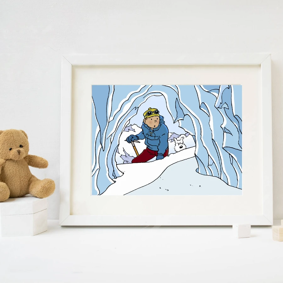 Настенные Художественный постер картина «Приключения Тинтина» Картина Tintin Art украшение для детской комнаты персонажи мультфильмов холст живопись - Цвет: Цвет: желтый
