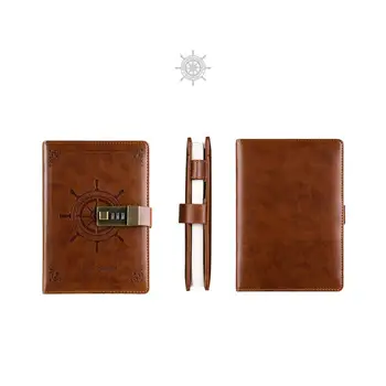 

Rudder Brown Blank Diaries Journals Diary Notebook Portable Memory School Meeting Vintage Retro Leather Lock Home