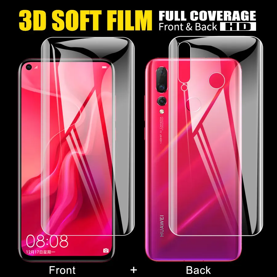 

2Pcs Silicone Hydrogel Sticker Front + Back Soft Film For Huawei P30 P20 Pro Screen Full Protector Honor View 20 P Smart 2019