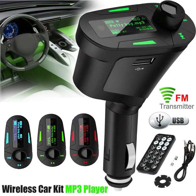 Красный беспроводной fm-передатчик модулятор USB SD дистанционный автомобильный комплект MP3 музыкальный плеер