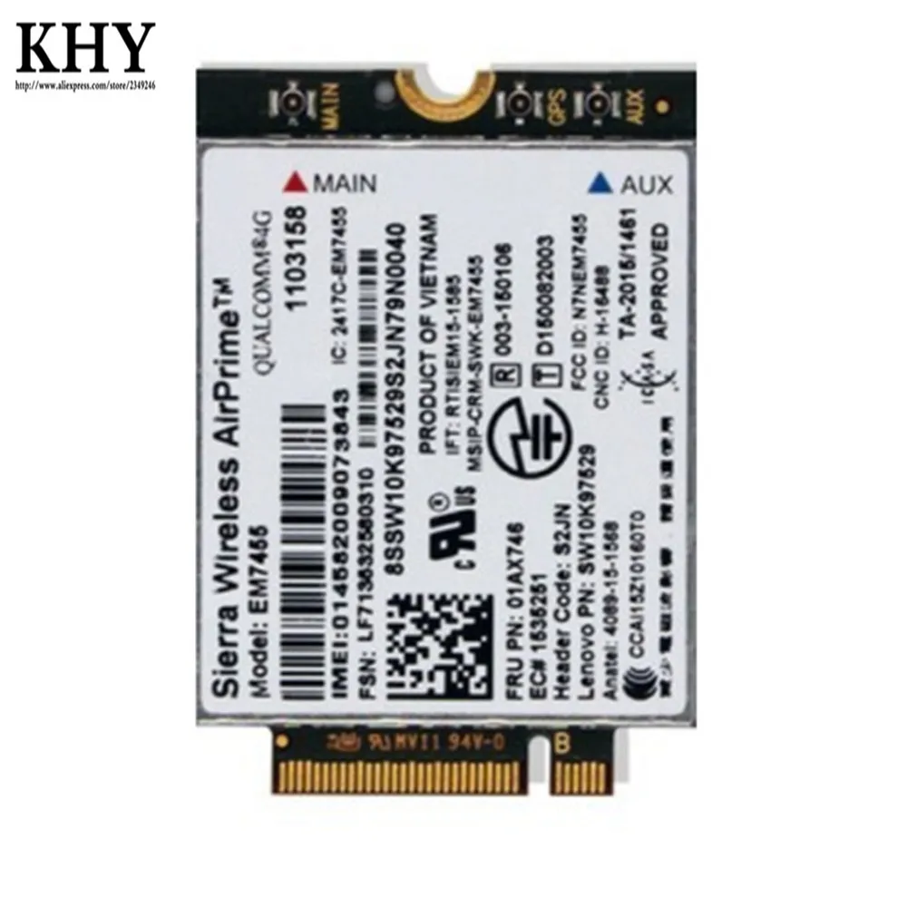 Оригинальный беспроводной EM7455 4G M.2 NGFF для ThinkPad A275 A475 L470 L570 T25 T470 T470S T470P T570 P51 P51S P71 FRU