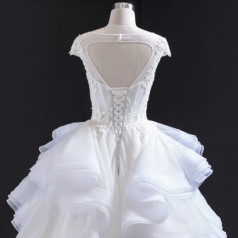 J67031 jancamber vestido de noiva свадебные платья принцессы с круглым вырезом и кружевной аппликацией, многоуровневые свадебные платья