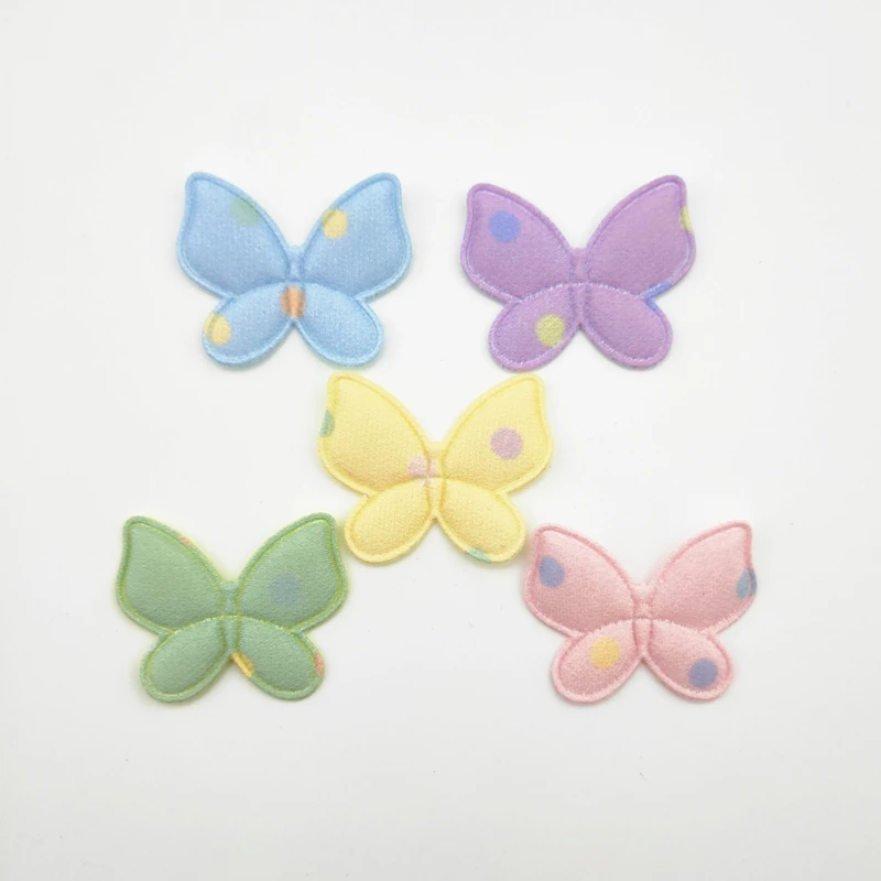 50 Stück gepolsterte Stoff-Schmetterlingsapplikationen für DIY-Hüte, Kleidung, Nähzubehör, Kopfbedeckungs-Dekorationsaufnäher, 3,2 x 2,5 cm, 50 Stück pro Packung – Detail 6