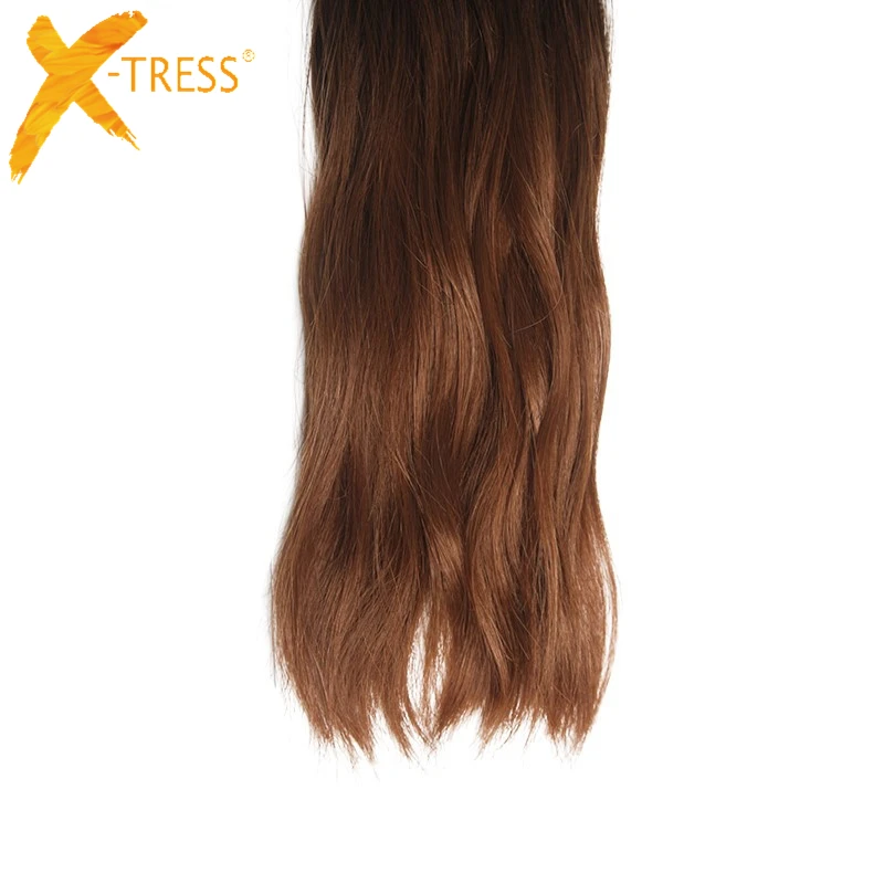 Омбре черные коричневые синтетические волосы 6 пряди 14 20 дюймов X TRESS натуральные
