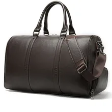 Мужские и женские толстые кожаные сумки из натуральной кожи, мужская спортивная сумка для багажа, водонепроницаемая большая дорожная сумка, сумка для выходных с карманом для обуви