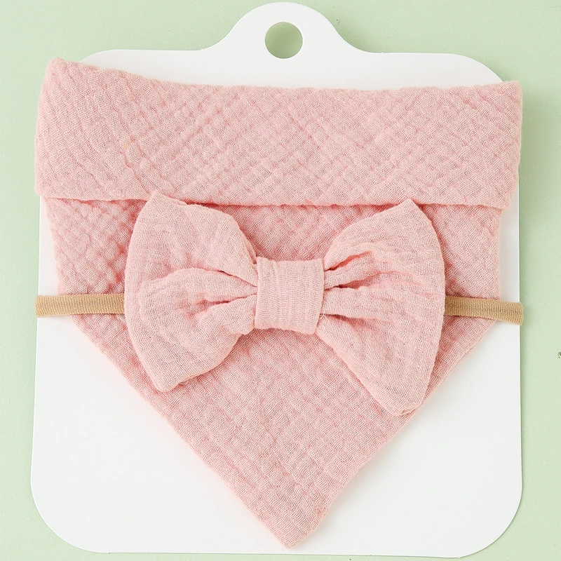 baby accessories crochet 2 Pcs Baby Girls Elastic Bow Headband Saliva Towel Set Princess Bowknot Hair Band Bibs Feeding Burp Cloth Kit baby accessories carry bag	 Baby Accessories